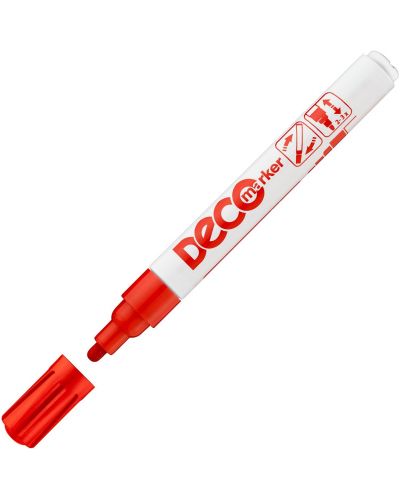 Перманентен маркер Ico Deco -Στρογγυλή μύτη, κόκκινο - 1