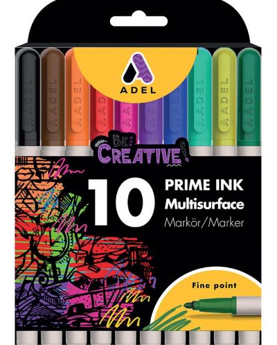 Μόνιμοι μαρκαδόροι Adel Prime Ink - 10 χρώματα - 2