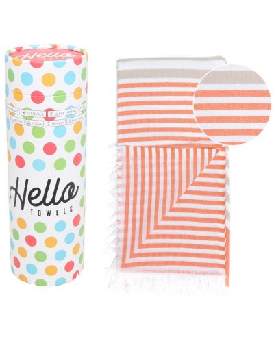 Πετσέτα θαλάσσης σε κουτί Hello Towels - Bali, 100 х 180 cm, 100% βαμβάκι, πορτοκαλί-μπεζ - 1