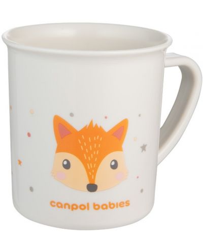 Πλαστικό ποτήρι με χερούλι Canpol - Cute Animals, 170 ml, πορτοκαλί - 1