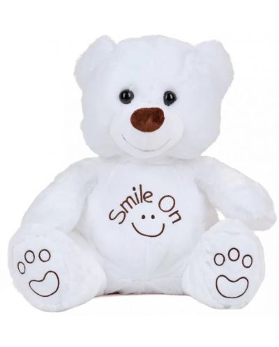 Λούτρινο αρκουδάκι Tea Toys - Smile on, 40 cm, λευκό - 1
