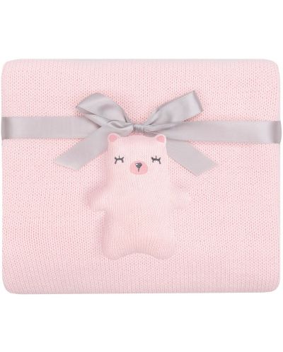 Πλεκτή βαμβακερή κουβέρτα KikkaBoo - Bear with me, Pink	 - 1