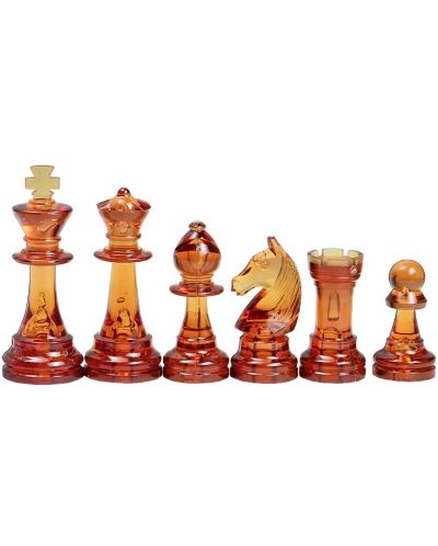 Πλαστικά πιόνια σκάκι Sunrise - Staunton No 6, amber/transparent - 3