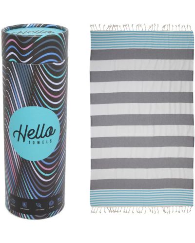 Πετσέτα θαλάσσης σε κουτί Hello Towels - New Collection, 100 х 180 cm, 100% βαμβάκι, μπλε-γκρι - 1