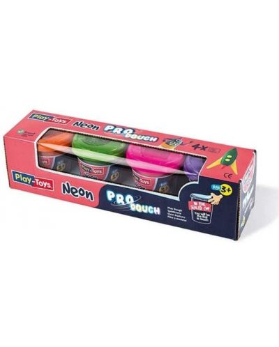 Πλαστελίνη Play-Toys - Χρώματα νέον 4 х 50 γρ - 1