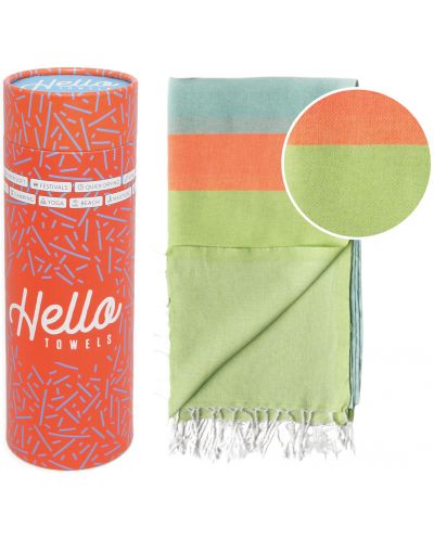 Πετσέτα θαλάσσης σε κουτί Hello Towels - Neon, 100 х 180 cm,100% βαμβάκι, πράσινο-μπλε - 1
