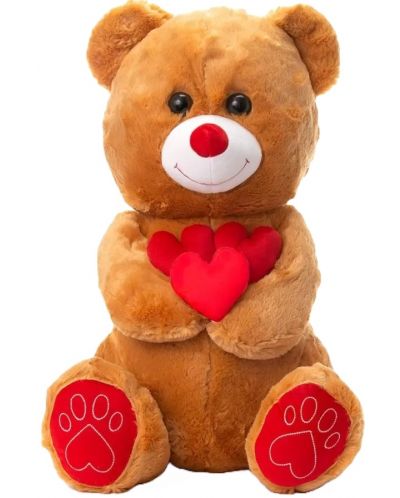Λούτρινο αρκουδάκι Tea Toys-Με τρεις καρδιές, 65 εκ - 1