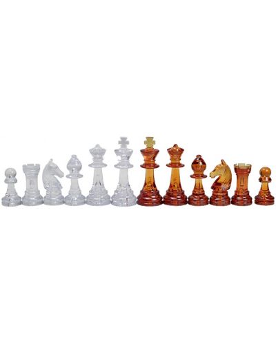 Πλαστικά πιόνια σκάκι Sunrise - Staunton No 6, amber/transparent - 1
