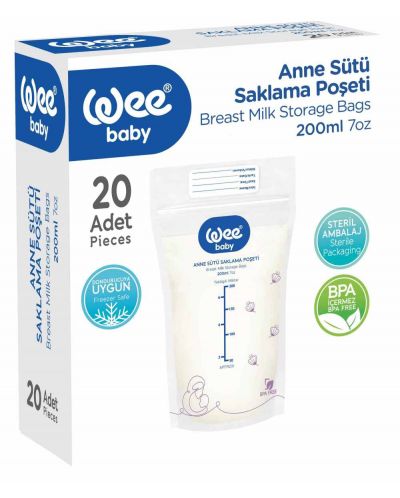 Σακουλάκια Αποθήκευσης Μητρικού Γάλακτος Wee Baby - 20 τμχ, 200 ml - 1
