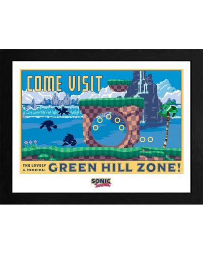 Αφίσα με κορνίζα  GB eye Games: Sonic the Hedgehog - Green Hill Zone - 1