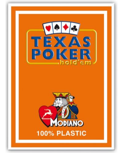Πλαστικές κάρτες πόκερ Texas Poker - πορτοκαλί πλάτη - 1