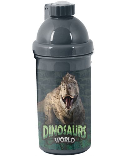 Πλαστικό μπουκάλι Paso Dinosaur -Με ιμάντα ώμου, 500 ml - 1