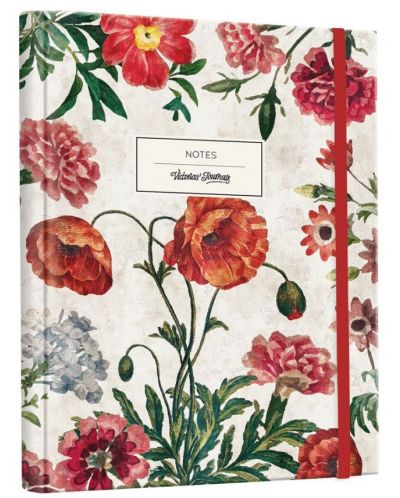 Σημειωματάριο Victoria's Journals Florals - Poppy , κρυφό σπιράλ, σκληρό εξώφυλλο, σε γραμμές - 1