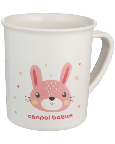 Πλαστικό ποτήρι με χερούλι Canpol - Cute Animals, 170 ml, ροζ - 1