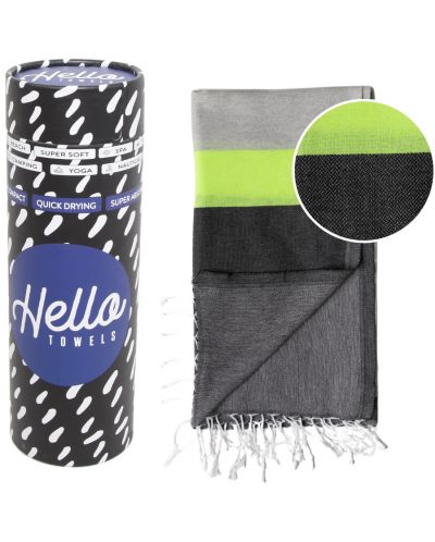 Πετσέτα θαλάσσης σε κουτί Hello Towels - Neon, 100 х 180 cm,100% βαμβάκι, πράσινο-μαύρο - 1