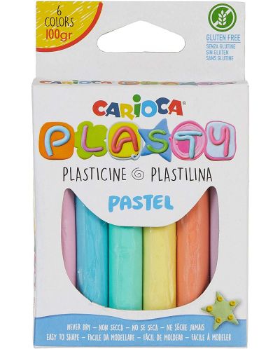 Πλαστελίνη Carioca Plasty - 6 χρώματα, παστέλ - 1