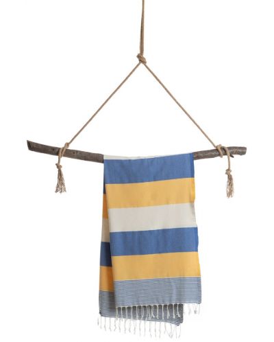 Πετσέτα θαλάσσης σε κουτί Hello Towels - Palermo, 100 х 180 cm,100% βαμβάκι, μπλε-κίτρινο - 3