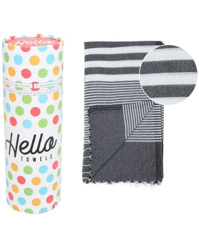 Πετσέτα θαλάσσης σε κουτί Hello Towels - Malibu, 100 х 180 cm,100% βαμβακερό, ασπρόμαυρο - 1