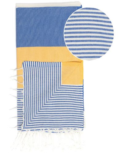 Πετσέτα θαλάσσης σε κουτί Hello Towels - Palermo, 100 х 180 cm,100% βαμβάκι, μπλε-κίτρινο - 2