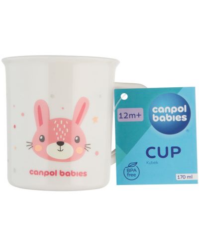 Πλαστικό ποτήρι με χερούλι Canpol - Cute Animals, 170 ml, ροζ - 3