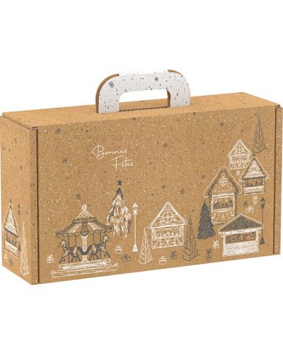 Κουτί δώρου Giftpack Bonnes Fêtes - Κραφτ, 33 cm - 1