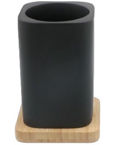 Βάση οδοντόβουρτσας Inter Ceramic - Ninel, 8,5 x 12,2 cm, μαύρο-μπαμπού - 1