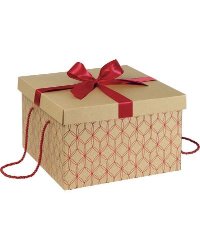 Κουτί δώρου  Giftpack - Με κόκκινη κορδέλα και χερούλια, 34 x 34 x 20 cm - 1