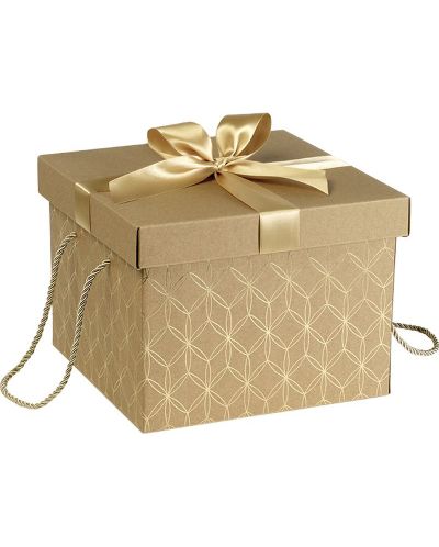 Κουτί δώρου  Giftpack - Με χρυσή κορδέλα και χερούλια, 27 х 27 х 20 cm - 1