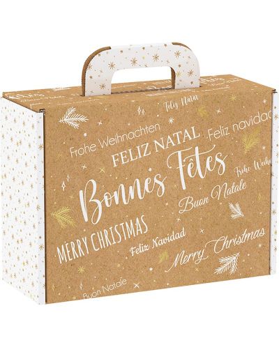 Κουτί δώρου  Giftpack - Bonnes Fêtes, κραφτ και λευκό, 25 x 18.5 x 9.5 cm - 1