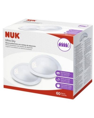 Επιθέματα θηλασμού NUK - Ultra dry, 60 τεμάχια - 1