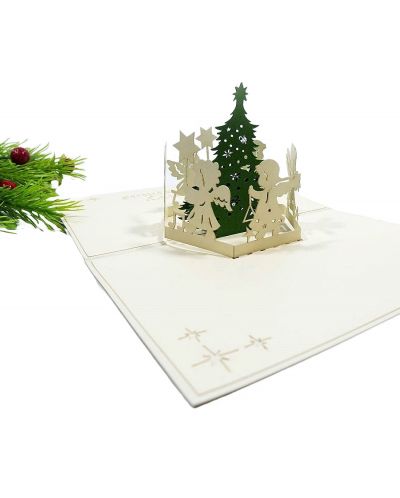 Ευχετήρια κάρτα Kiriori Pop-up - Χριστουγεννιάτικο δέντρο με αγγέλους - 1