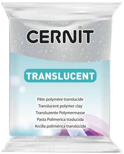 Πολυμερικός Πηλός Cernit Translucent - Ασημί με μπροκάρ, 56 g - 1