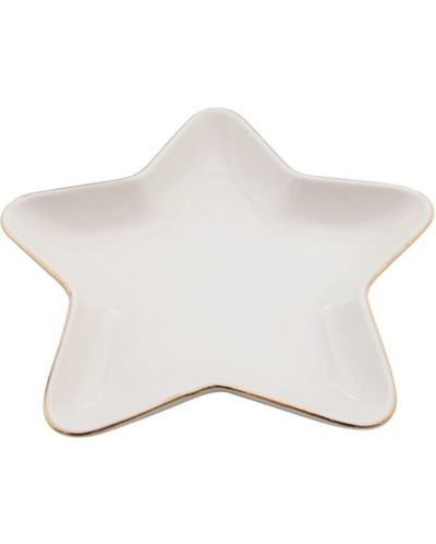 Πιάτο πορσελάνης  HIT - Звезда, 18 cm, λευκό με χρυσό - 1