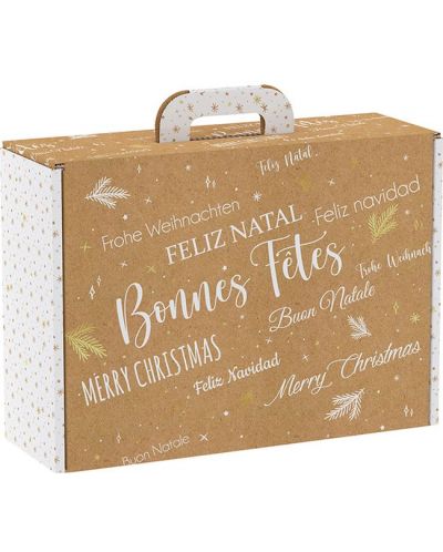 Κουτί δώρου  Giftpack - Bonnes Fêtes, κραφτ και λευκό, 34.2 x 25 x 11.5 cm - 1