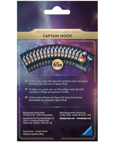 Προστατευτικά καρτών Disney Lorcana TCG: The First Chapter Card Sleeves - Captain Hook (65 τεμ.) - 2