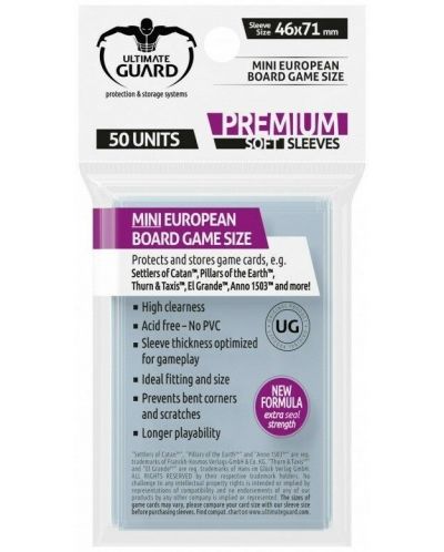 Προστατευτικά καρτών Ultimate Guard Premium Soft Sleeves - Mini European (50 τεμ.) - 1