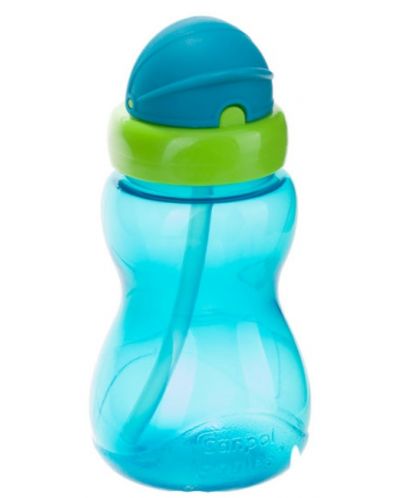 Μεταβατικό μπουκάλι με καλαμάκι και καπάκι Canpol - Blue, 270 ml - 1