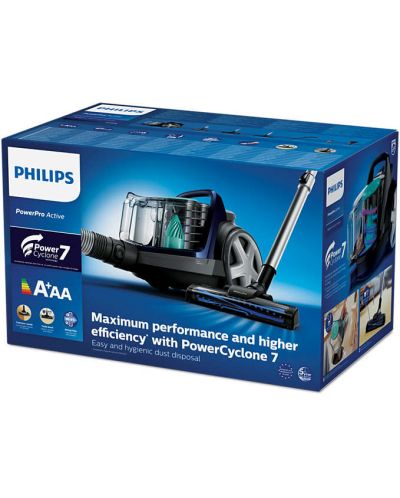 Ηλεκτρική σκούπα χωρίς σακούλα Philips PowerPro Active - FC9552/09,μπλε - 6