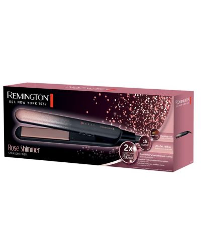 Πρέσα μαλλιών Remington - S5305 Rose Shimmer, έως  230°C, μαύρο/ροζ - 2