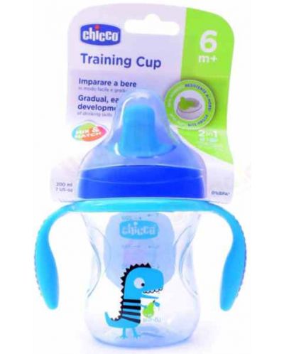 Κύπελλο μετάβασης Chicco - Για αγόρι, μπλε δεινόσαυρος, 200 ml - 3