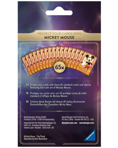 Προστατευτικά καρτών Disney Lorcana TCG: The First Chapter Card Sleeves - Mickey Mouse (65 τεμ.) - 2