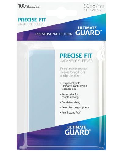 Προστατευτικά Ultimate Guard Precise-Fit Sleeves - Japanese Size, διαφανή, 100 τεμάχια - 2