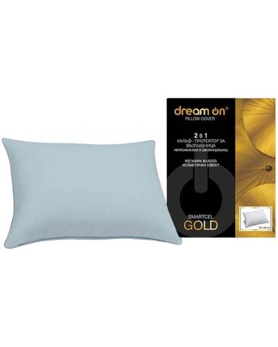 Προστατευτικό μαξιλαριού Dream On - Smartcel Gold, 50 x 70 cm, γαλάζιο - 1