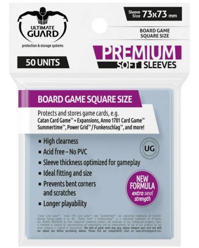 Προστατευτικά καρτών Ultimate Guard for Board Game Cards Square (50 τεμ.) - 1
