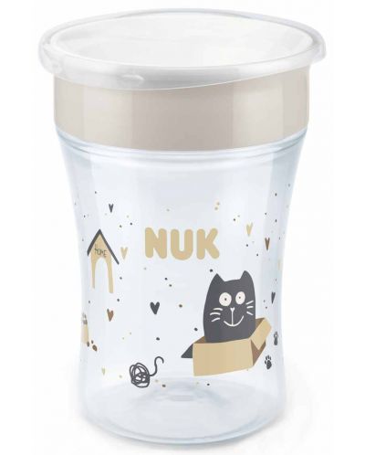 Κύπελλο μετάβασής NUK - Magic Cup, 8 m+, 230 ml, Cat & Dog, μπεζ - 1