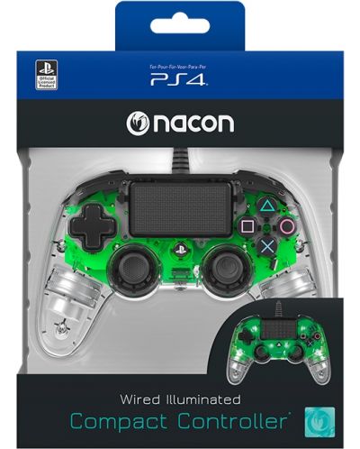 Χειριστήριο Nacon за PS4 - Wired Illuminated Compact Controller, crystal green - 7