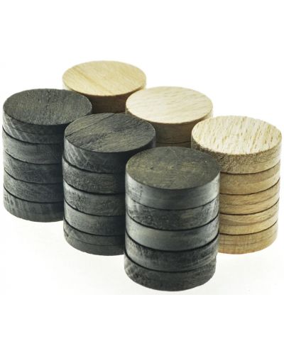 Πούλια για τάβλι Manopoulos - Wooden Checkers, ξύλινα, 26 mm - 1