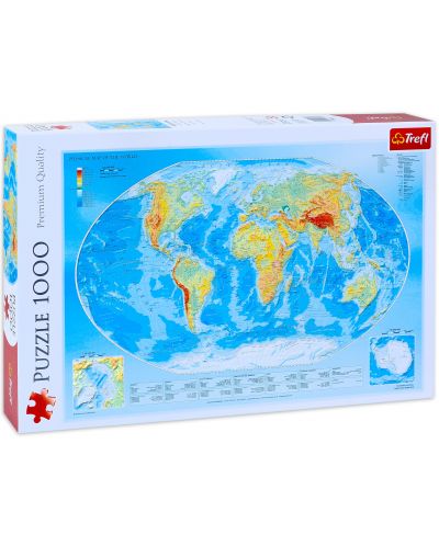 Παζλ Trefl 1000 κομμάτια - Φυσικός χάρτης του κόσμου - 1