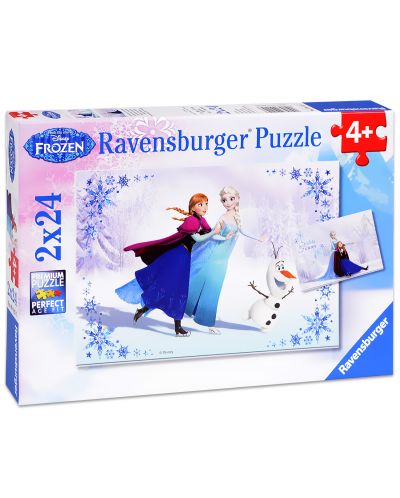 Παζλ Ravensburger 2 x 24 κομμάτια - Ψυχρά κι Ανάποδα, Αδελφές για πάντα - 1