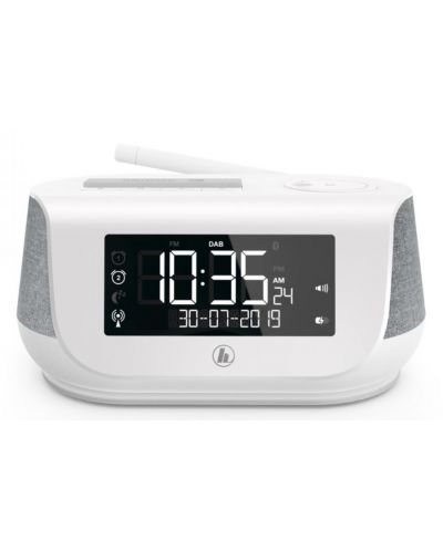Ραδιοφωνικό ηχείο με ρολόι Hama - DR36SBT, λευκό - 1